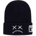 Lil Peep Autumn Winter Warm Beanie Hats Crying face Embroidery Beanie caps Men Women face Knitted Hats -Black One Size