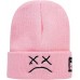 Lil Peep Beanie Hat for Men Women with Sad Face Cuffed Plain Skull Knit Cap, Pink